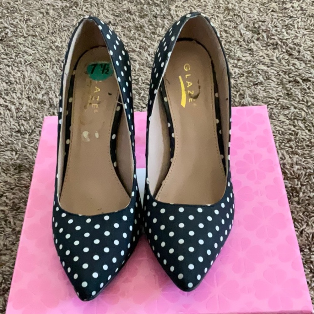 Glaze Black Polka Dot Women's Heels